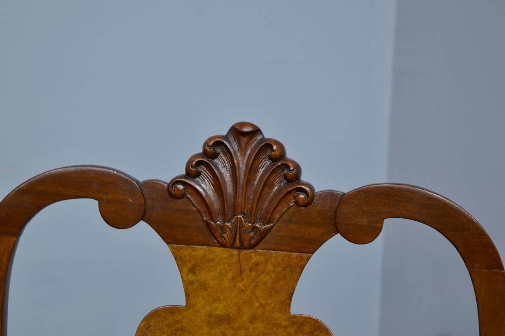 Walnut Queen Anne style dining table and six 6 chairs  View VII