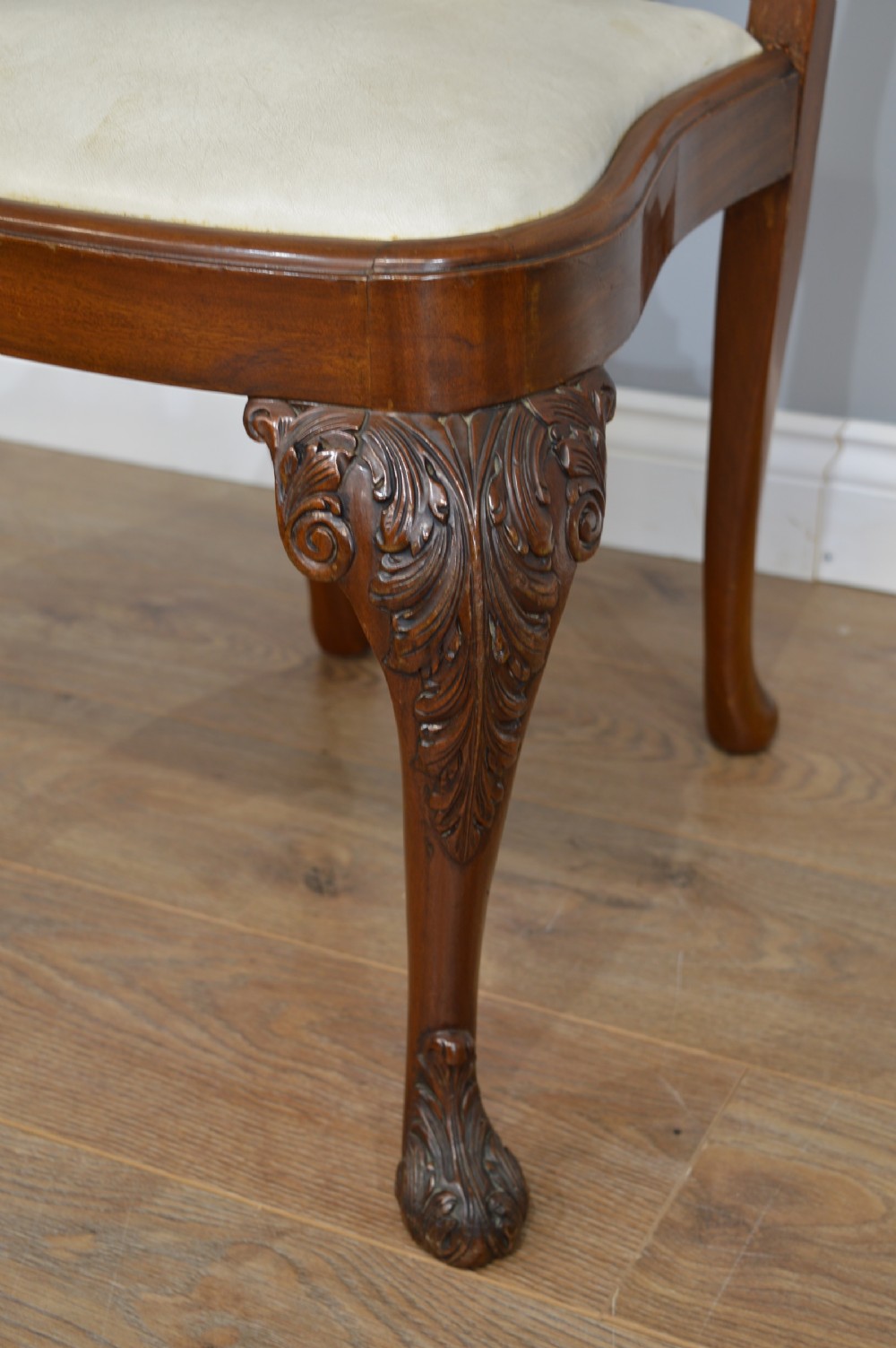 Walnut Queen Anne style dining table and six 6 chairs  View VIII