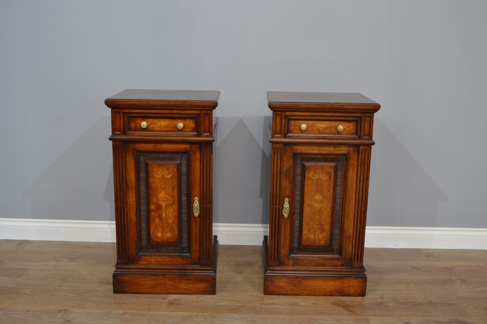Antique pair of pedestal cabinets attributed to Edwards and Roberts 