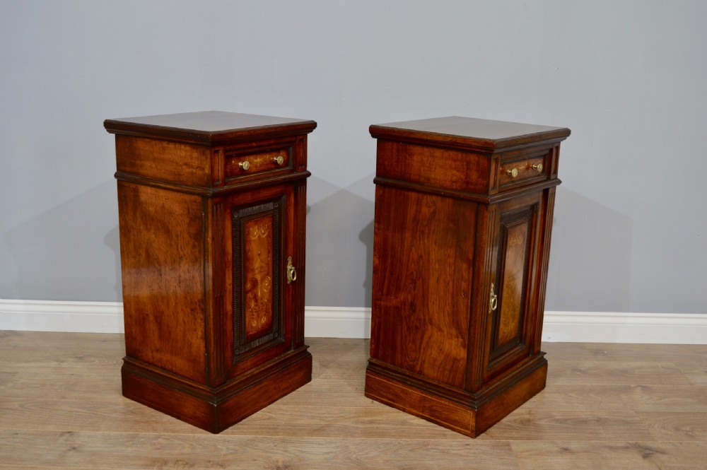 Antique pair of pedestal cabinets attributed to Edwards and Roberts  View II