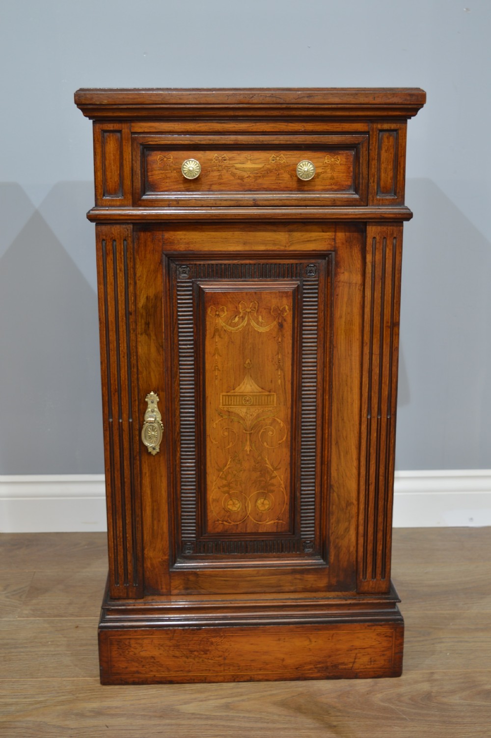 Antique pair of pedestal cabinets attributed to Edwards and Roberts  View IV