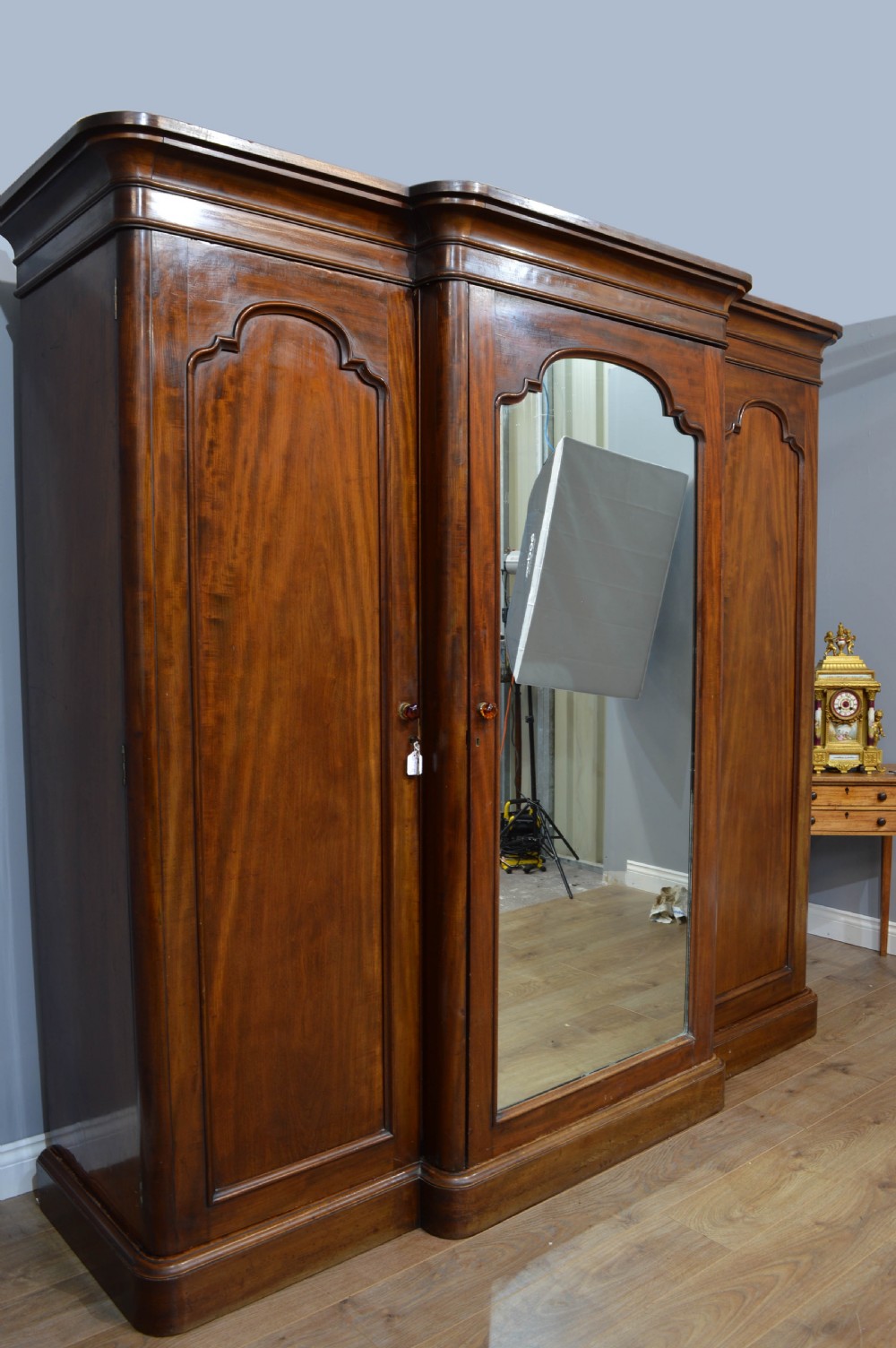 Victorian mahogany breakfront triple wardrobe  View II