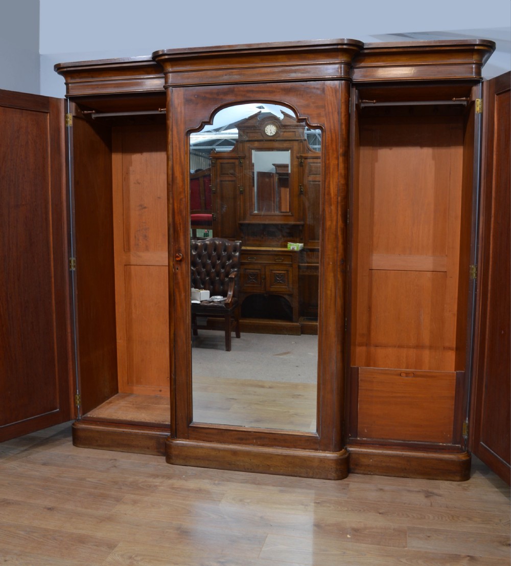 Victorian mahogany breakfront triple wardrobe  View III