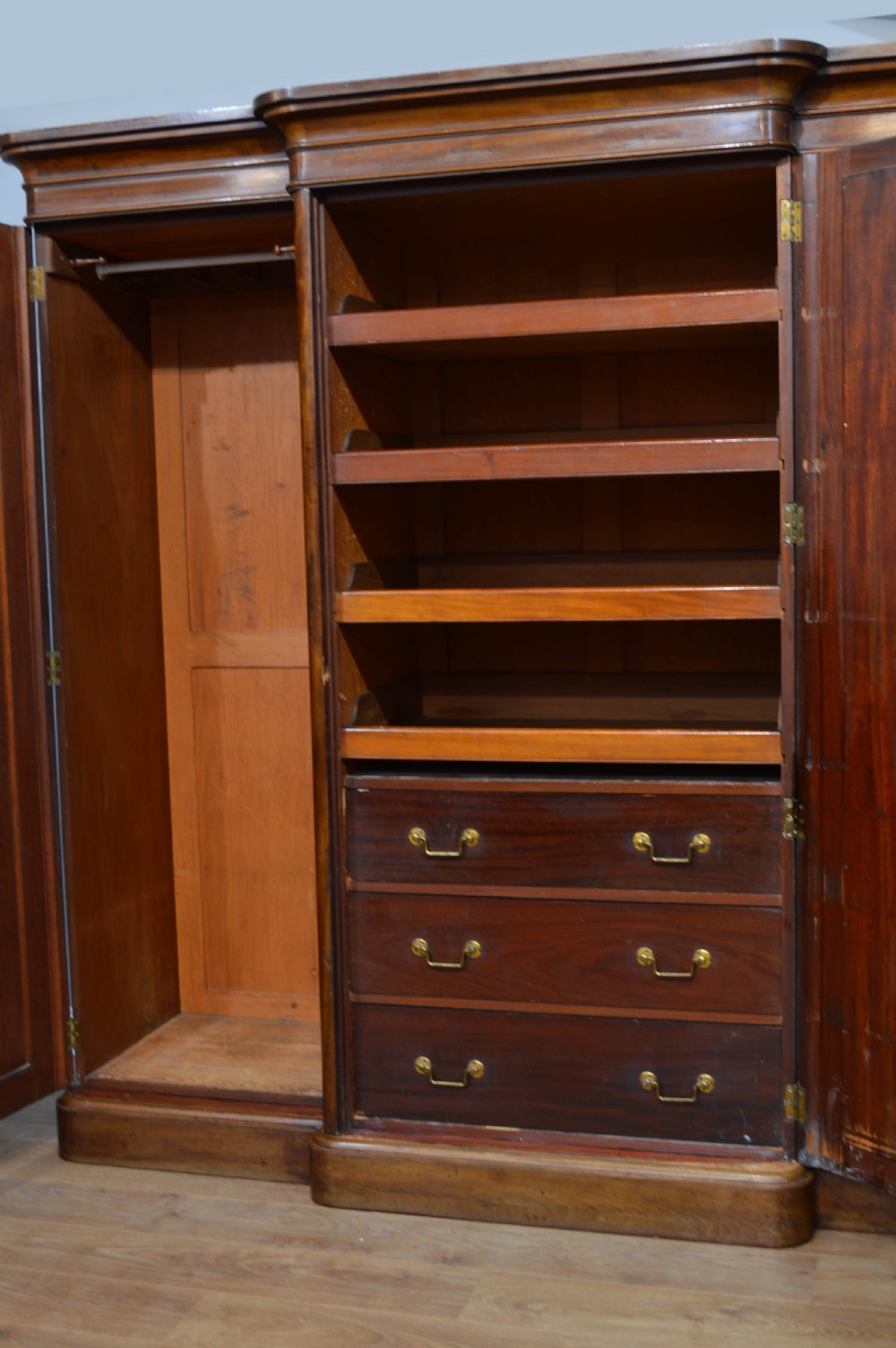Victorian mahogany breakfront triple wardrobe  View IV