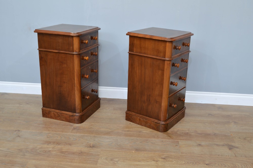 pair of Victorian walnut bedside chests of drawers  View III
