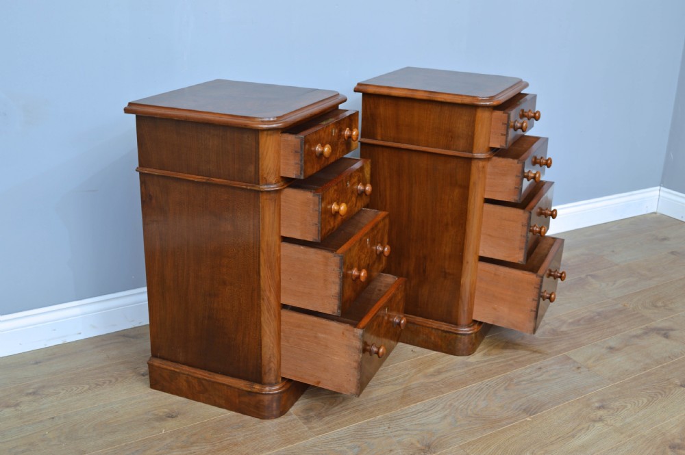pair of Victorian walnut bedside chests of drawers  View IV