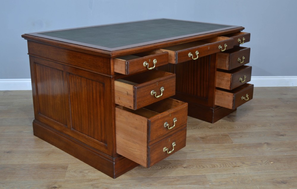 Antique Edwardian pedestal desk  View V