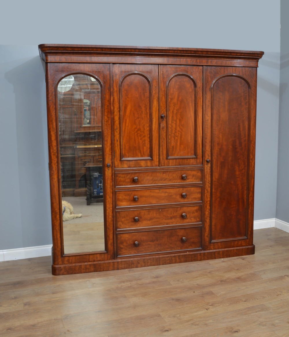 Antique Victorian mahogany 4 door wardrobe R Garnett and sons Warrington 