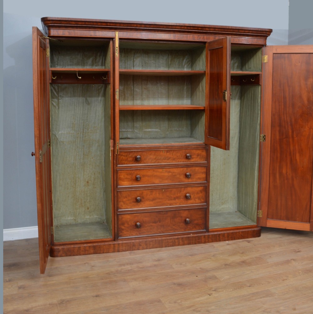 Antique Victorian mahogany 4 door wardrobe R Garnett and sons Warrington  View II