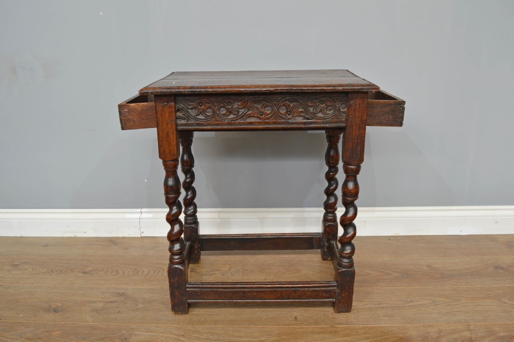 18th century carved oak side table  View II