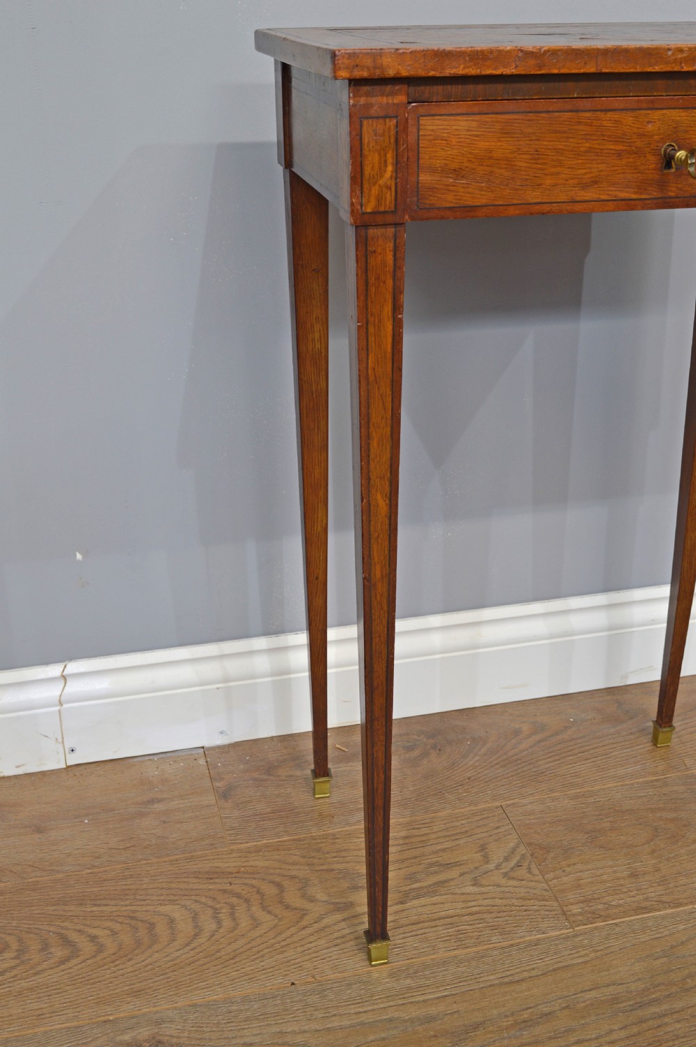 Antique oak parquetry top side table  View IV