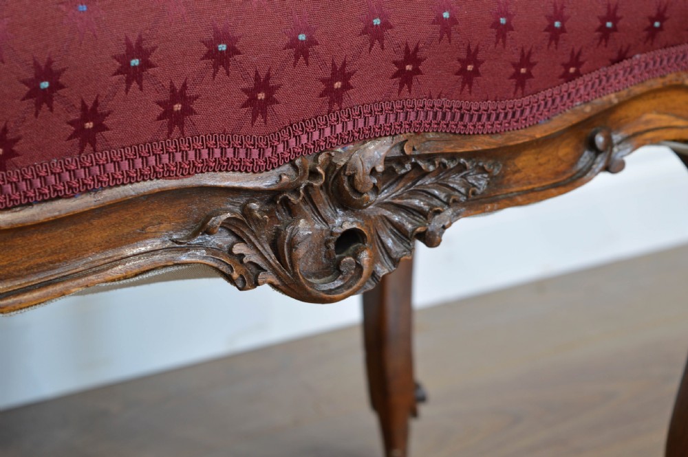 French carved walnut piano or window stool  View IV