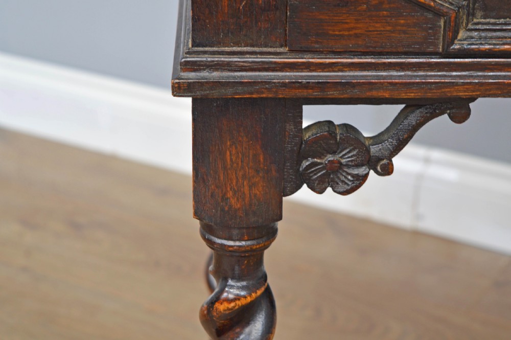 Jacobean style oak cupboard on stand  View V