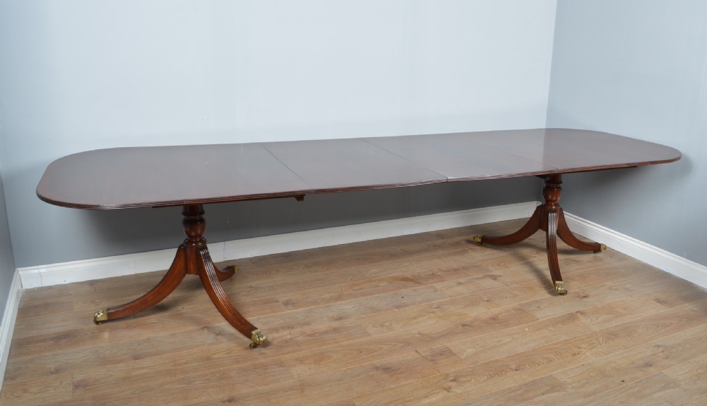 Regency mahogany twin pillar 12 seat dining table   View II