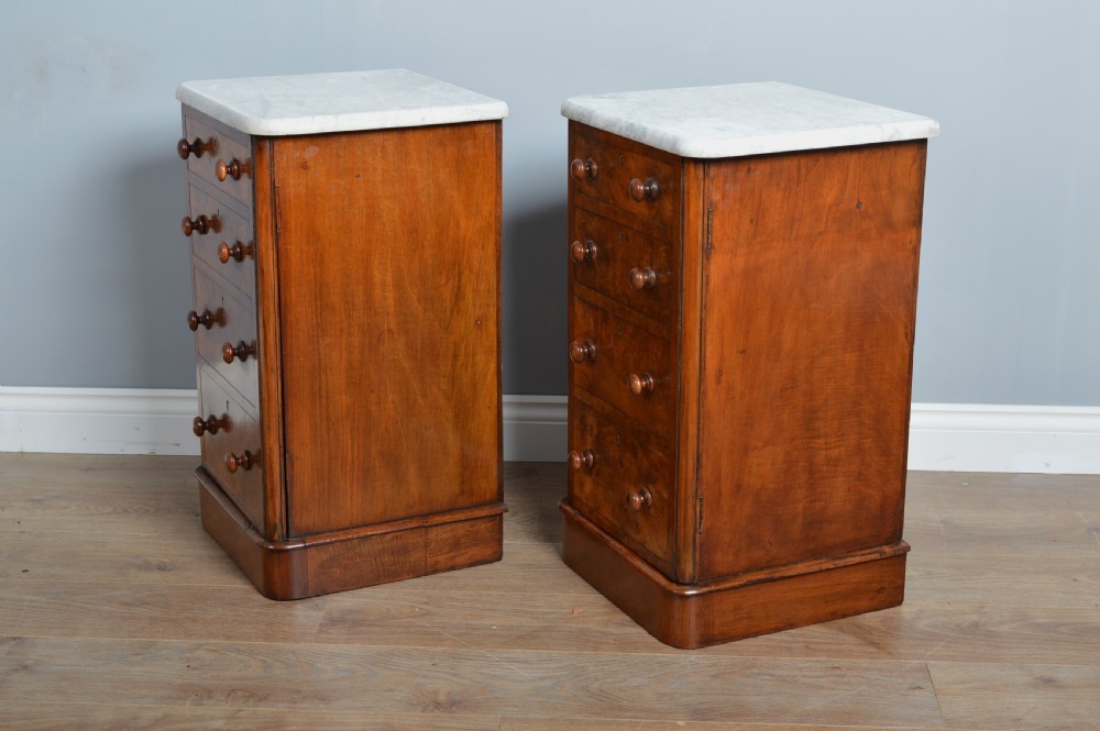 pair of Victorian walnut bedside cabinets  View II