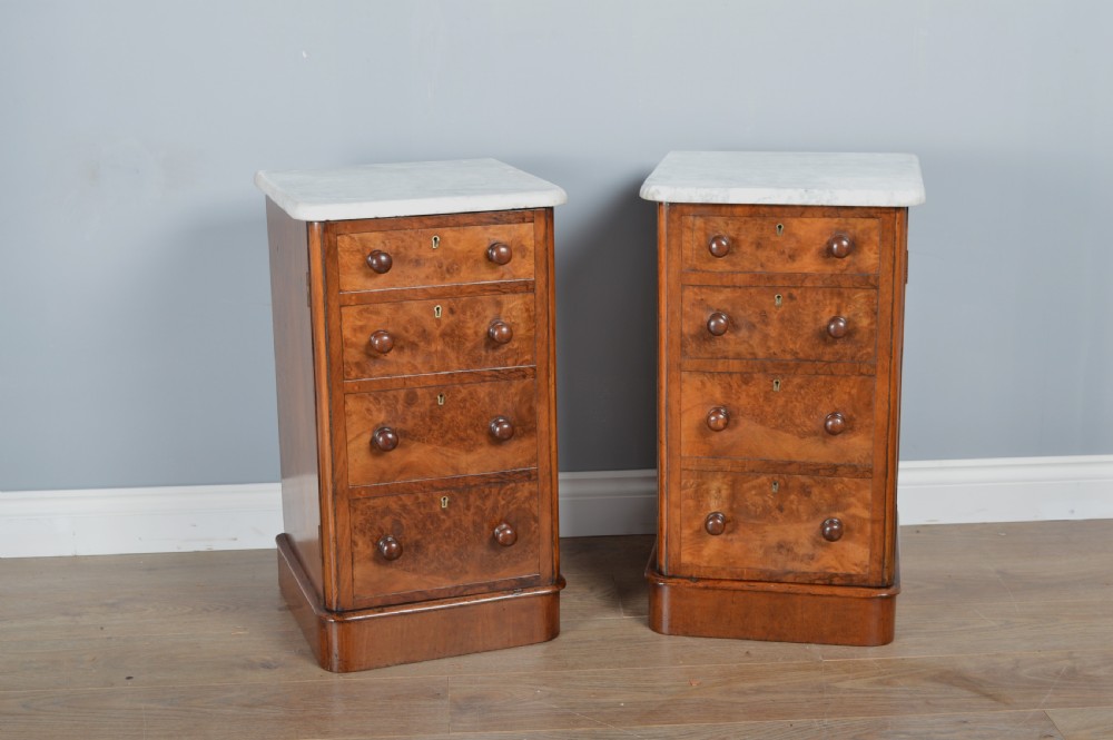 pair of Victorian walnut bedside cabinets  View III