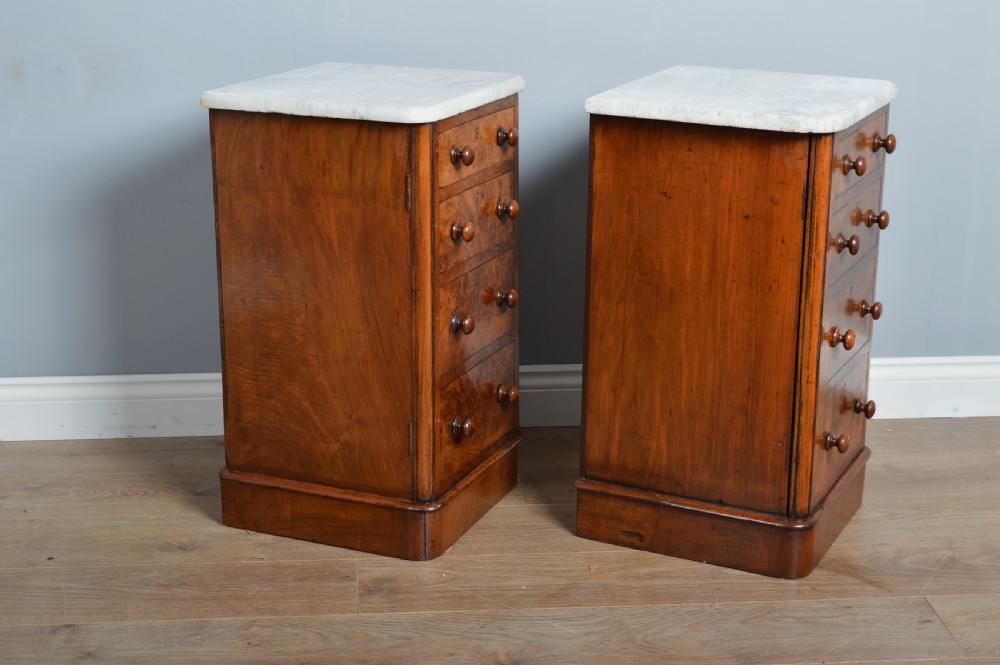 pair of Victorian walnut bedside cabinets  View V