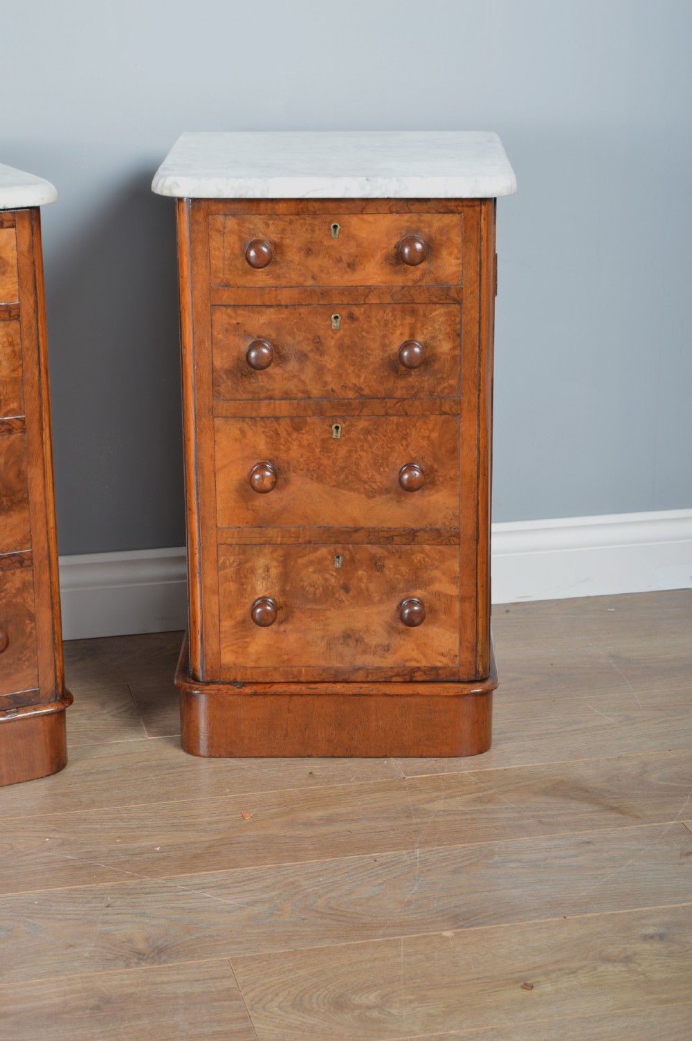 pair of Victorian walnut bedside cabinets  View VII