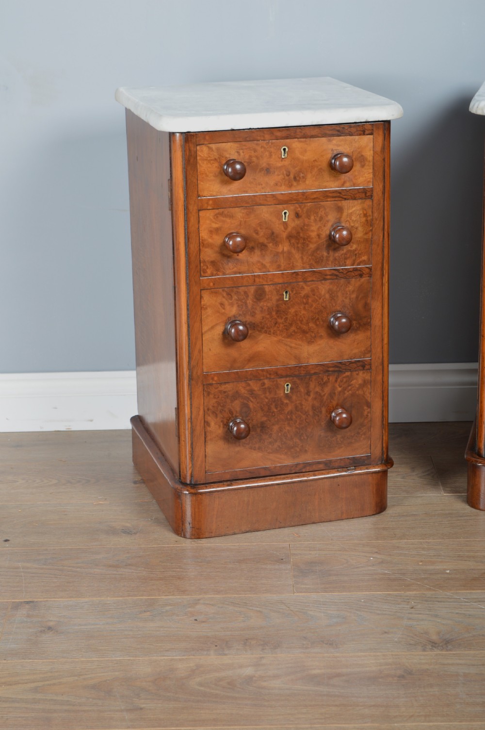 pair of Victorian walnut bedside cabinets  View VIII