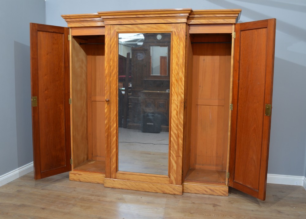 Antique Victorian breakfront triple wardrobe by Heal & son London  View II