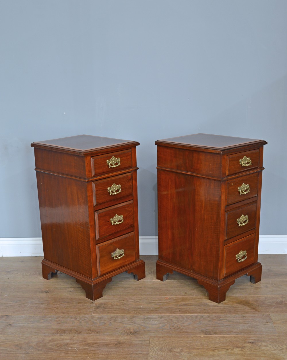 pair of Victorian walnut bedside chests of drawers  View II