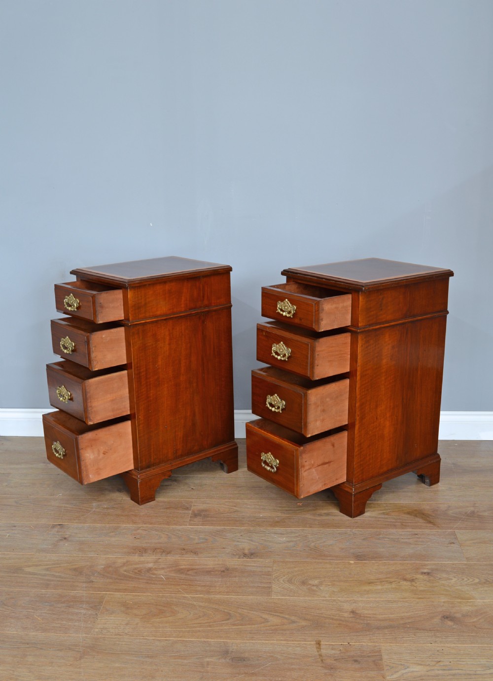 pair of Victorian walnut bedside chests of drawers  View IV