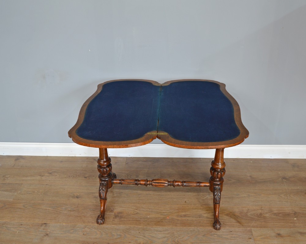 Victorian walnut card table  View V