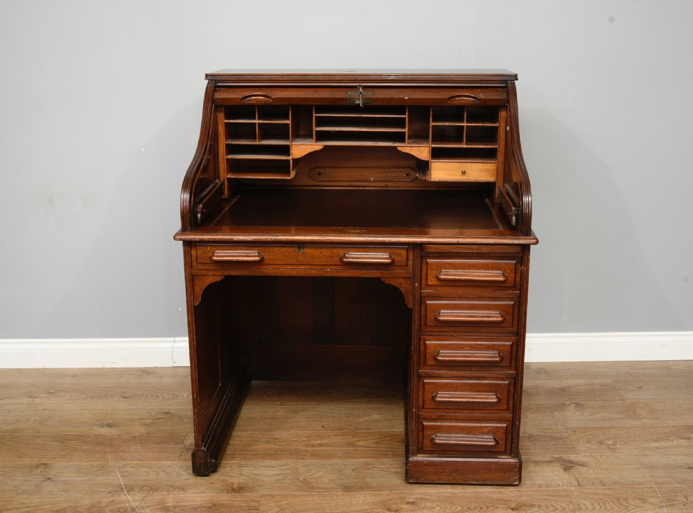 Antique mahogany roll top desk  View II