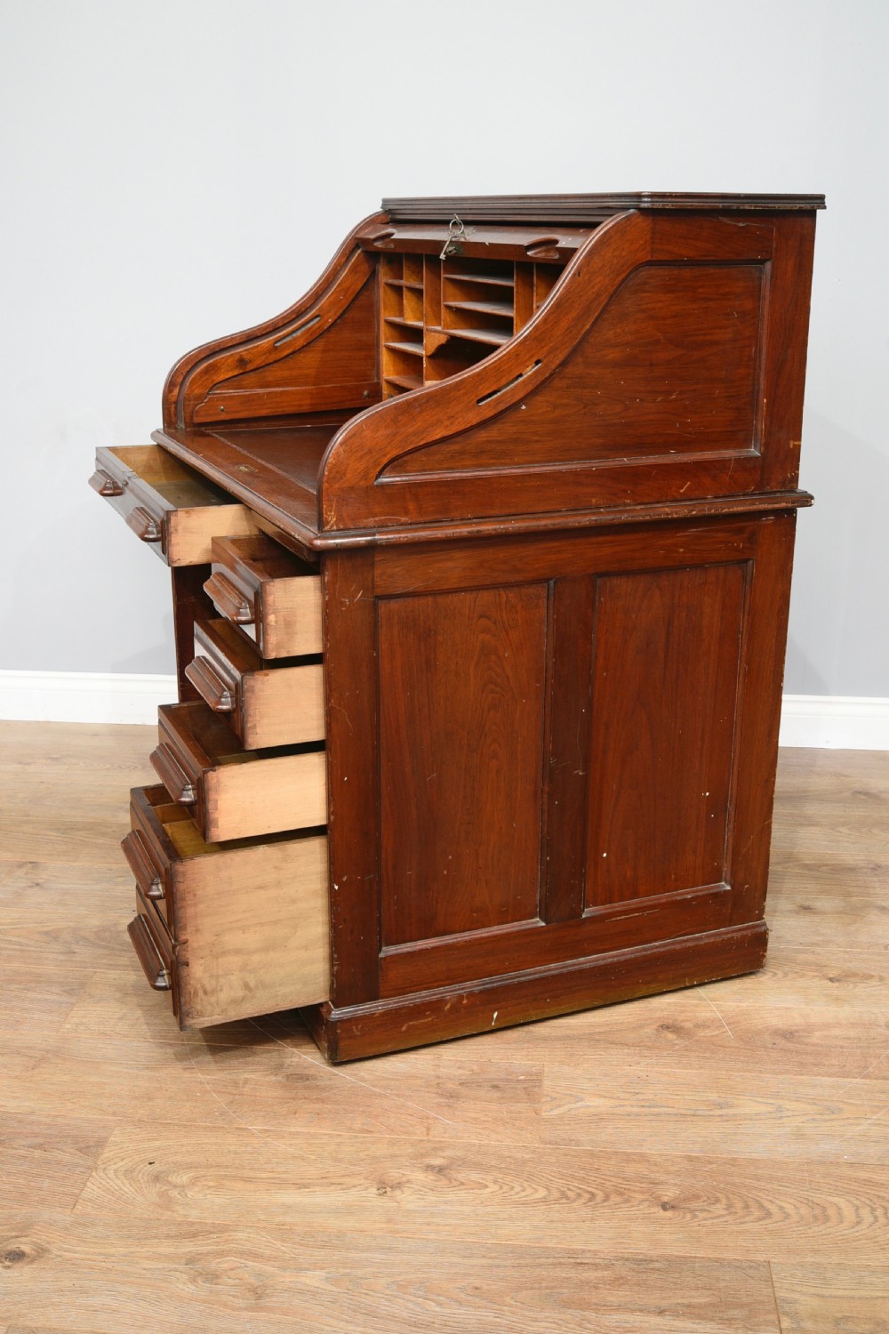 Antique mahogany roll top desk  View III