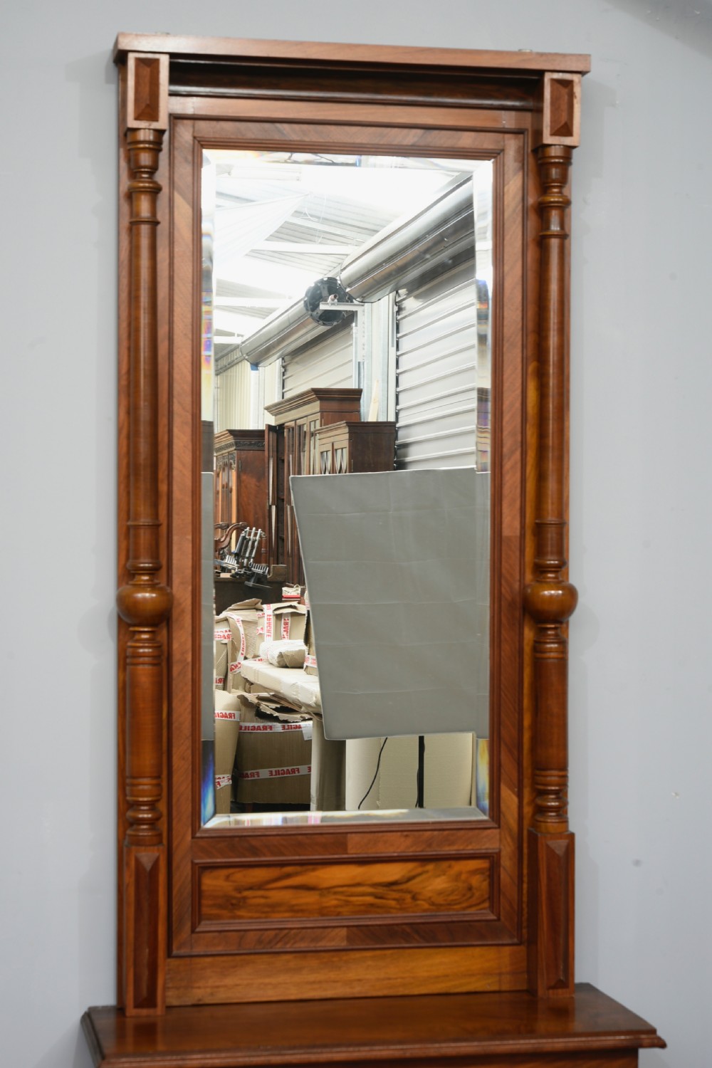 Edwardian walnut console table and mirror  View III