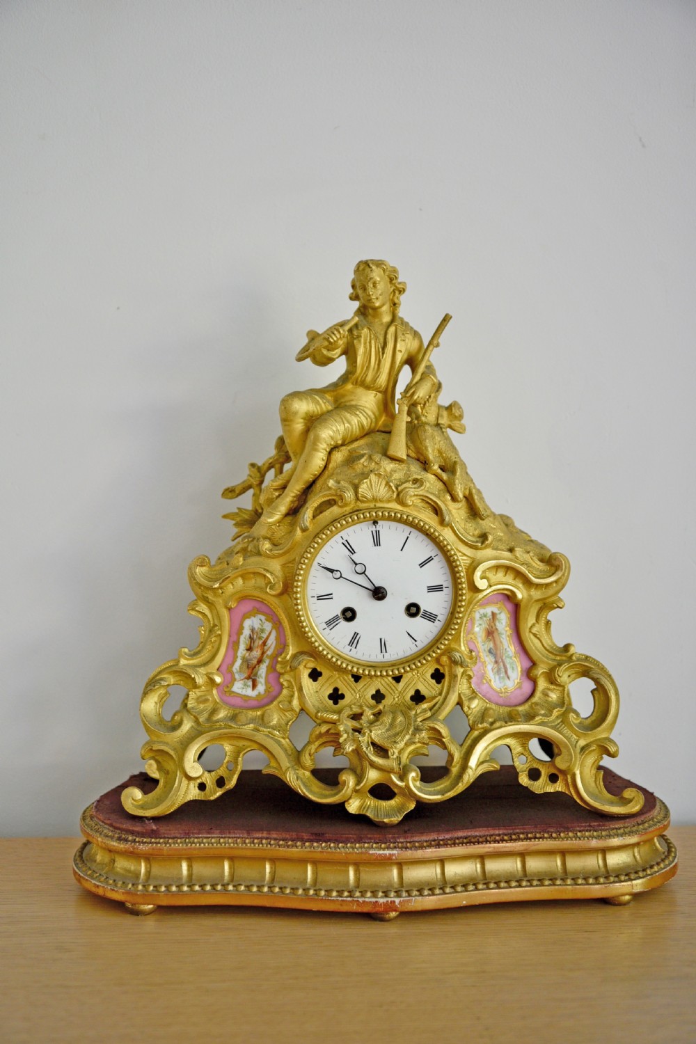 Antique French gilt bronze and Sevres porcelain mantle clock 