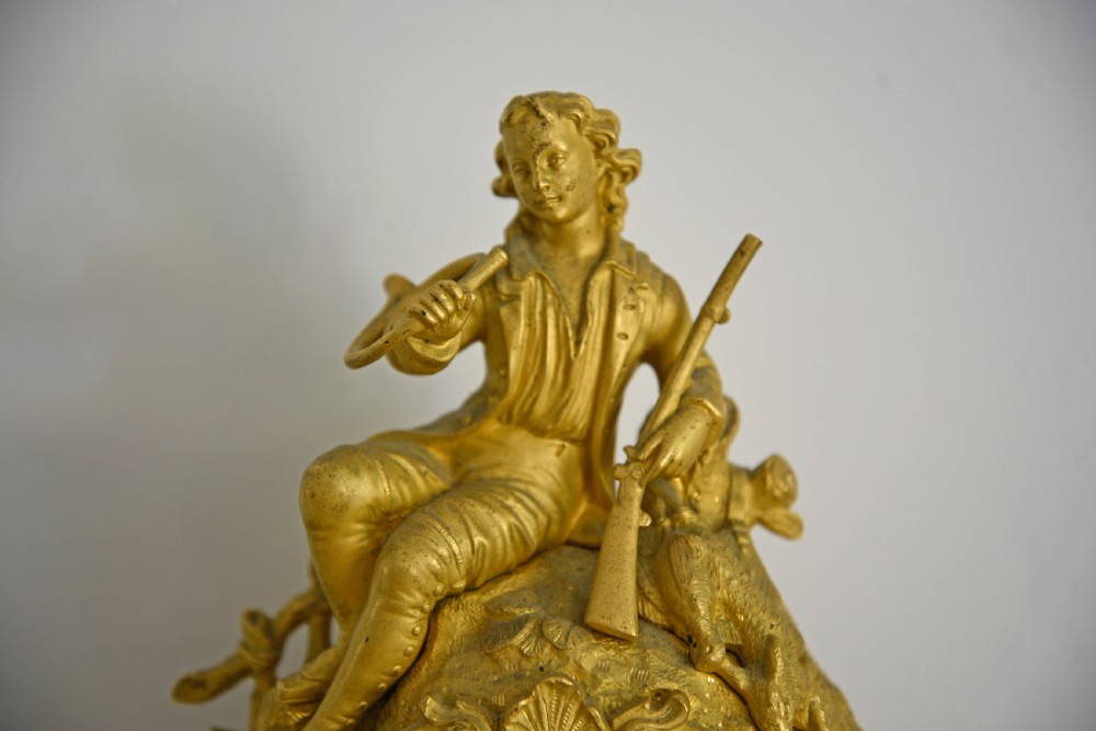 Antique French gilt bronze and Sevres porcelain mantle clock  View V
