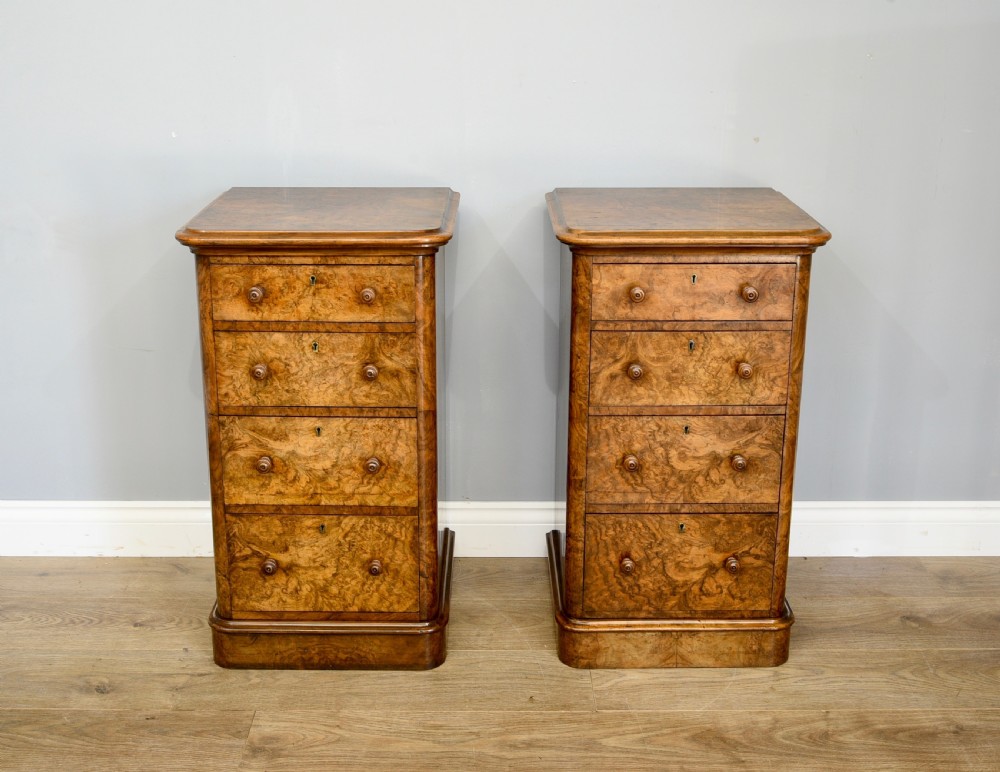 pair of victorian walnut bedside chests of drawers 