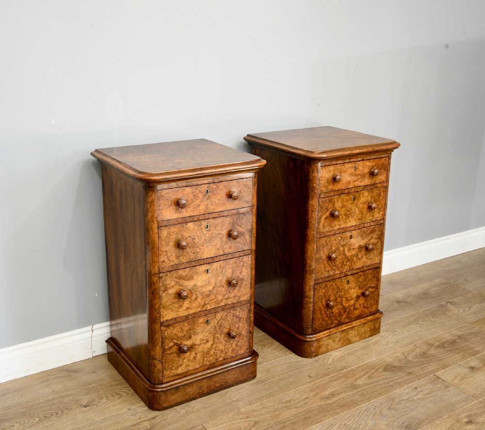 pair of victorian walnut bedside chests of drawers  View II
