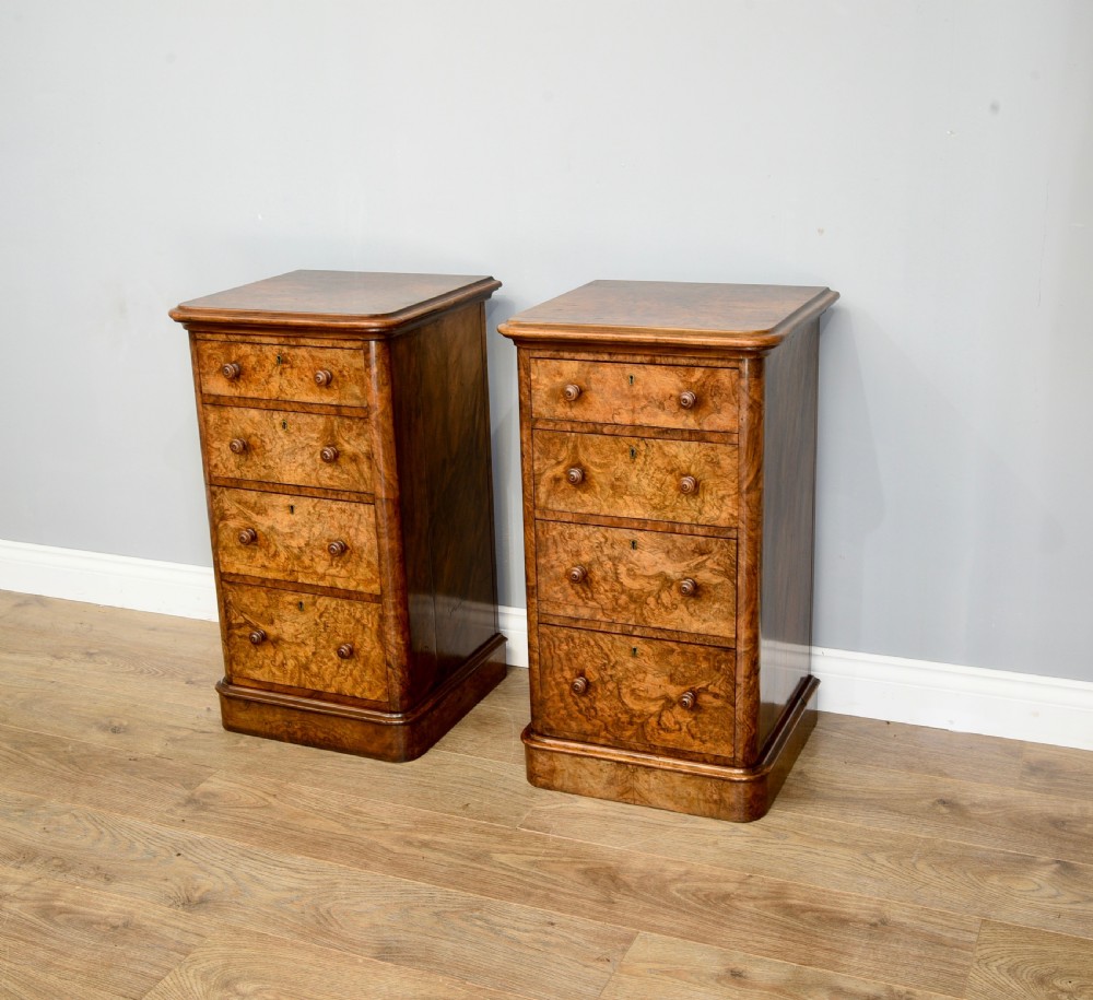 pair of victorian walnut bedside chests of drawers  View III