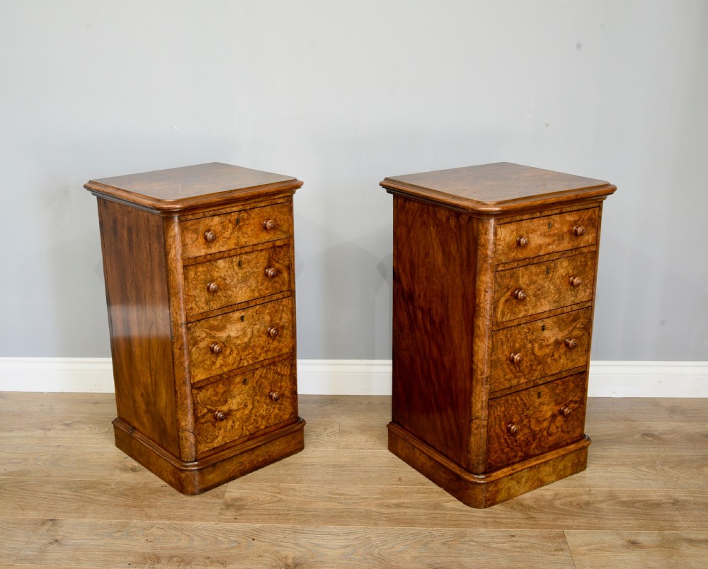 pair of victorian walnut bedside chests of drawers  View IV