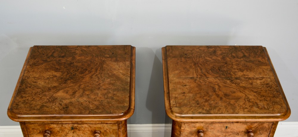 pair of victorian walnut bedside chests of drawers  View VII