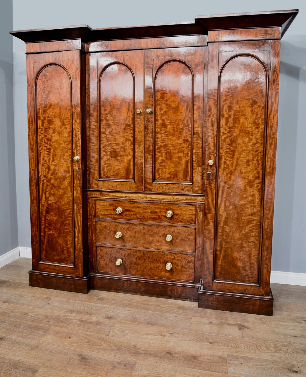 large Antique mahogany four breakfront wardrobe 