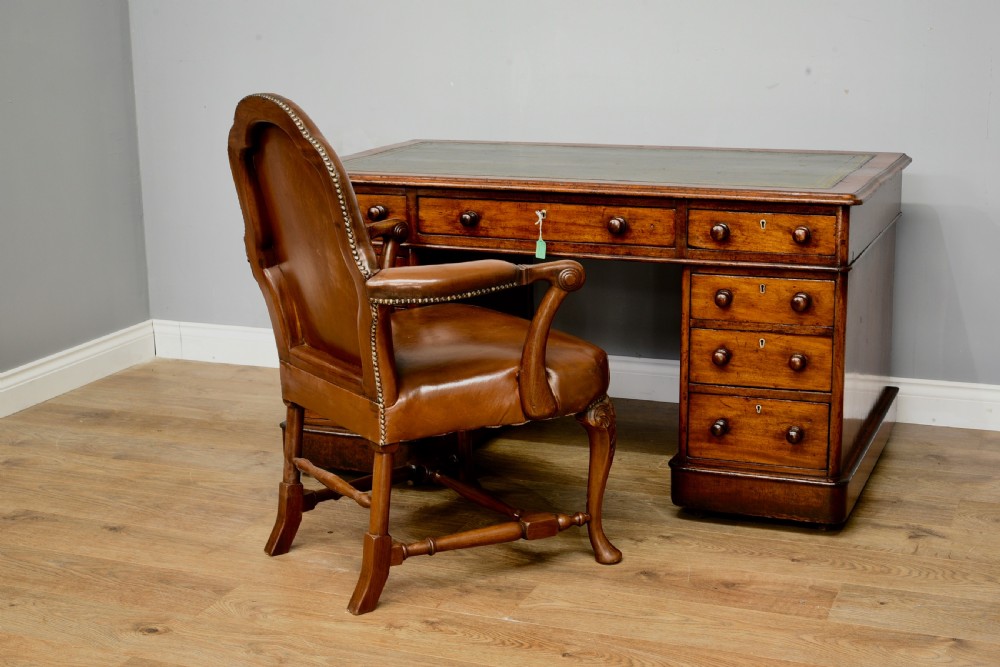 Victorian mahogany pedestal desk  View II