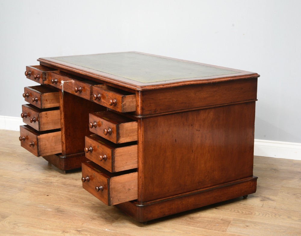 Victorian mahogany pedestal desk  View VI