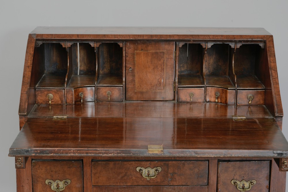 18th century walnut Queen Anne bureau  View V