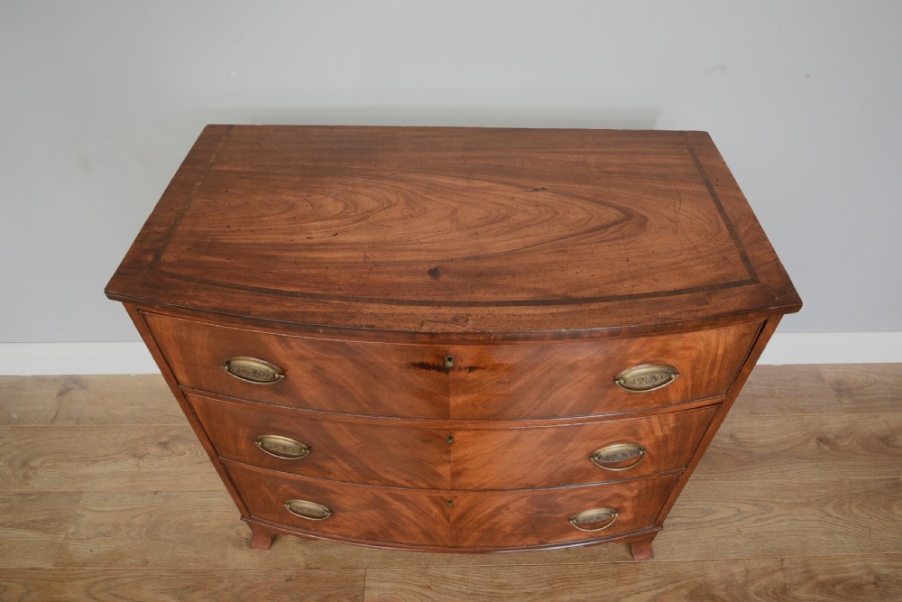 Georgian mahogany bow front chest of drawers  View II