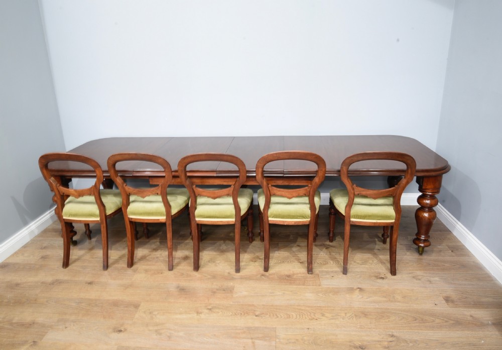 Victorian mahogany three leaf 12 seat dining table  View II