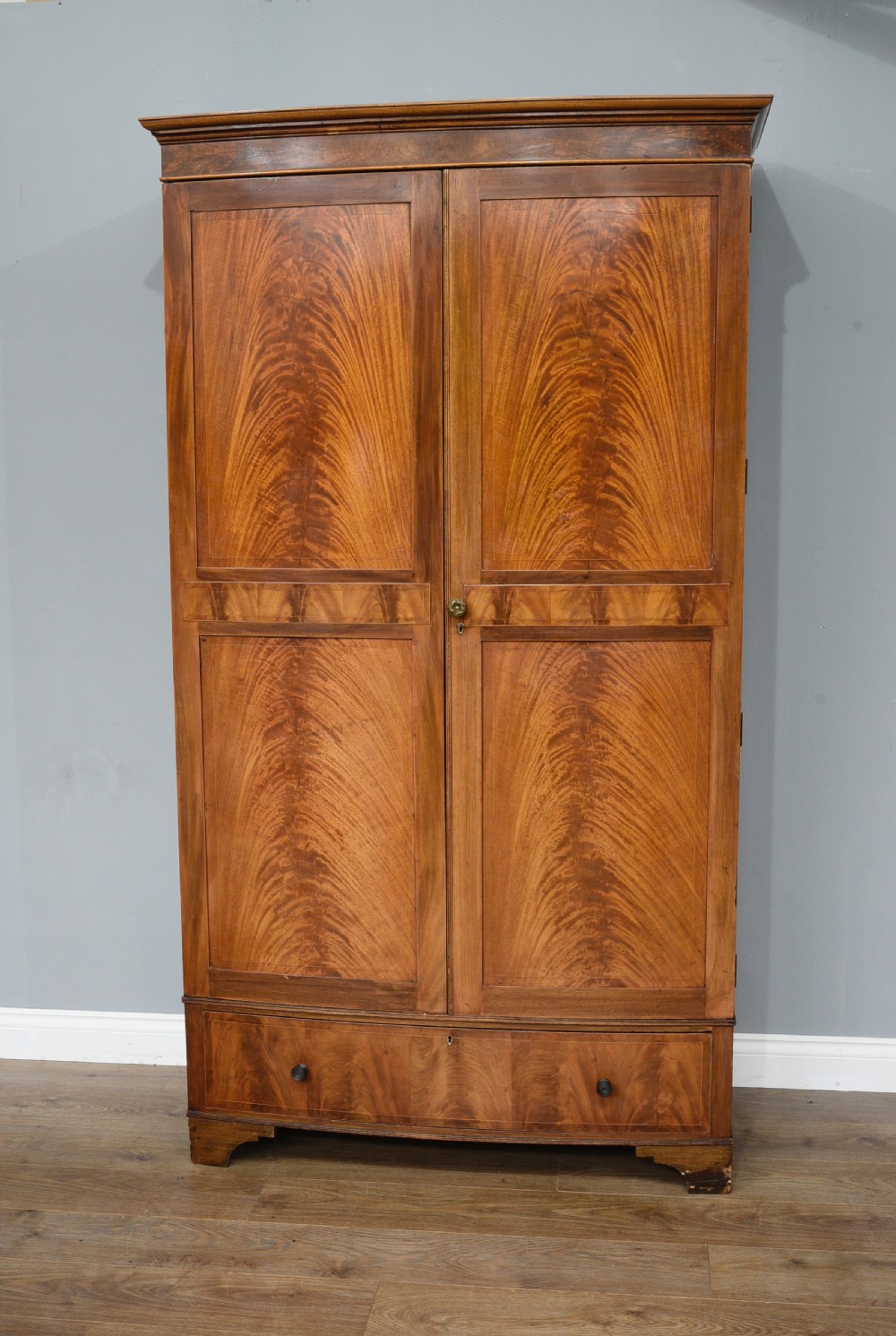 maples & co bow front mahogany wardrobe 