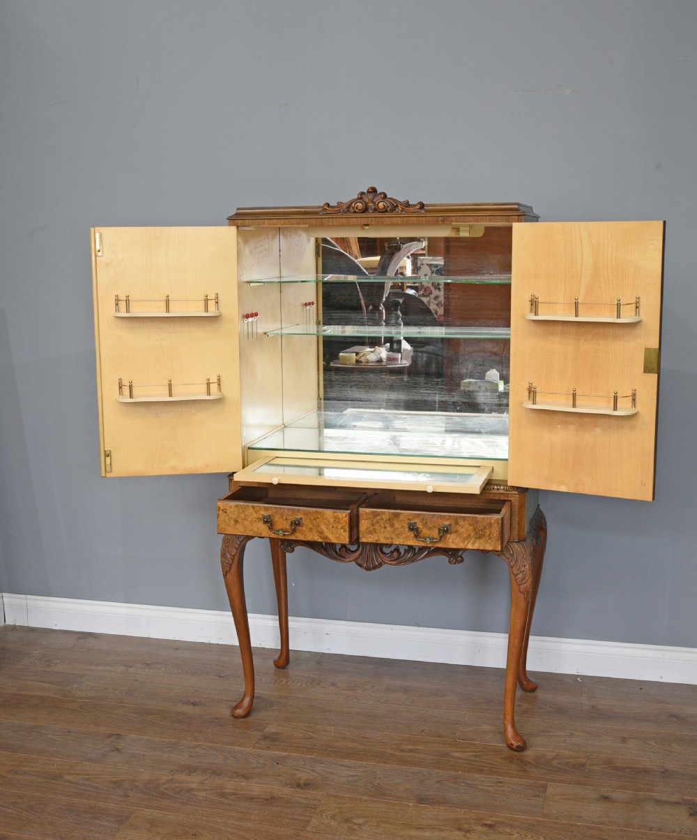Burr walnut Queen Anne style cocktail cabinet  View IV