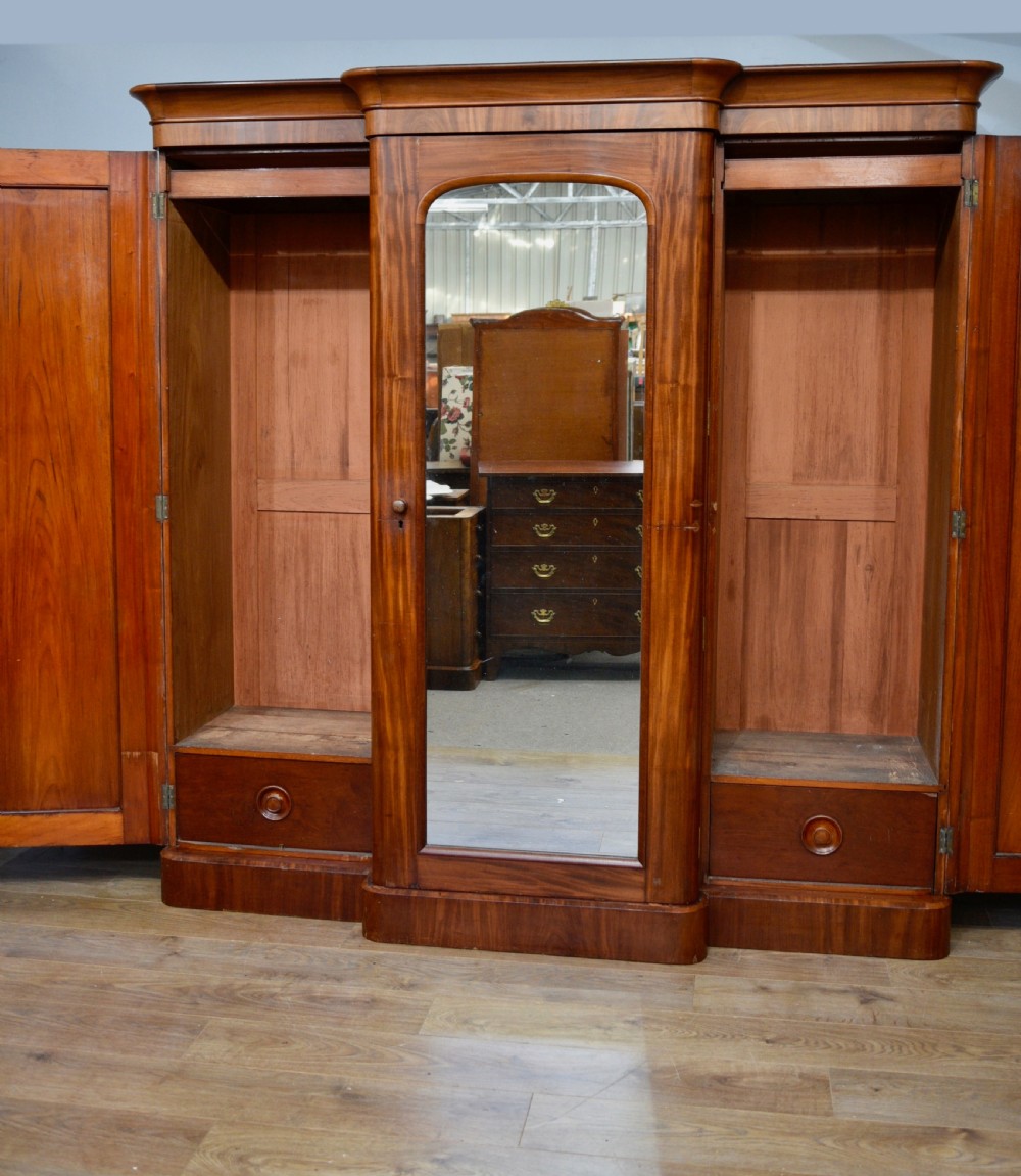 Victorian mahogany triple breakfront wardrobe  View II