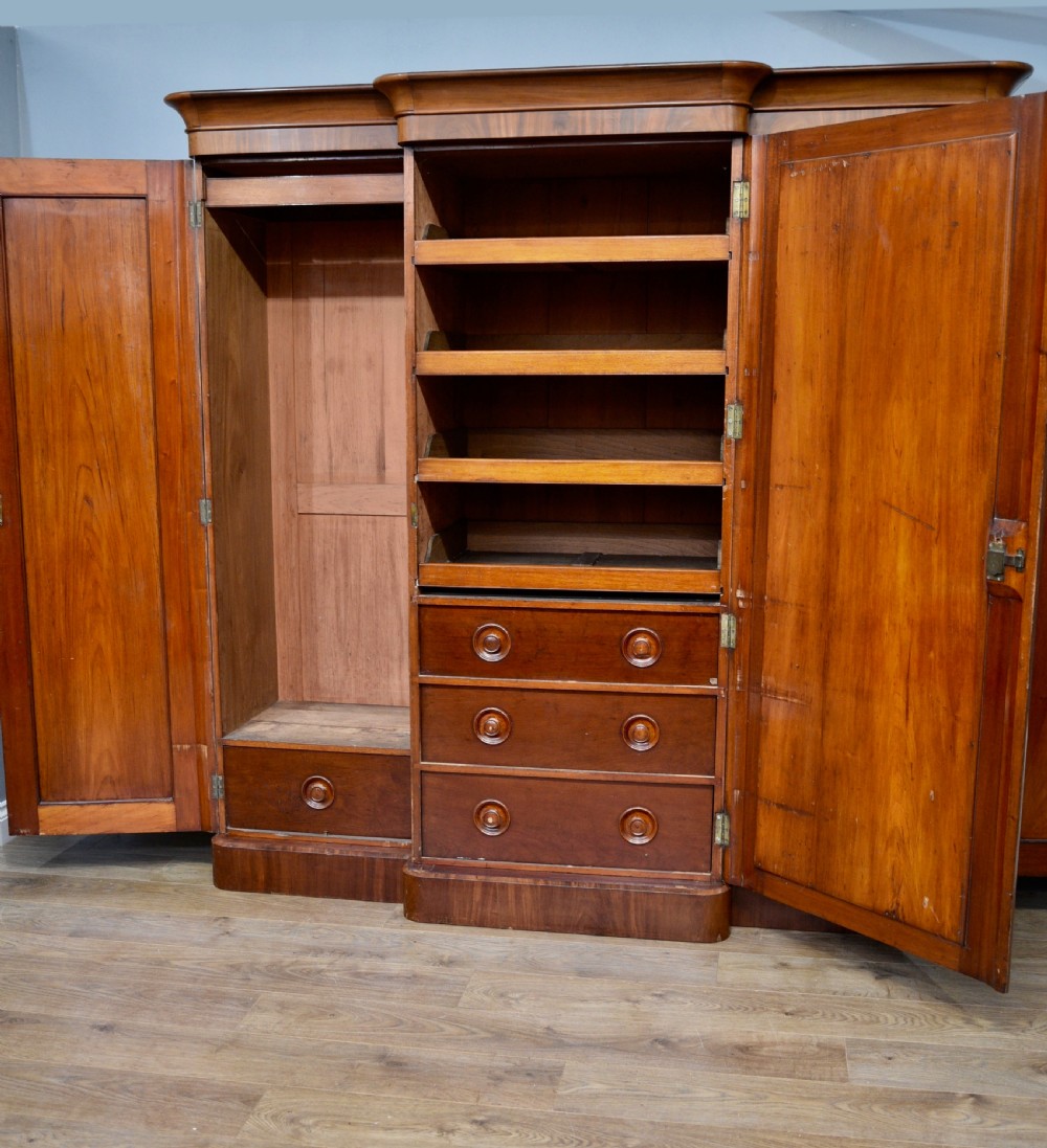 Victorian mahogany triple breakfront wardrobe  View III