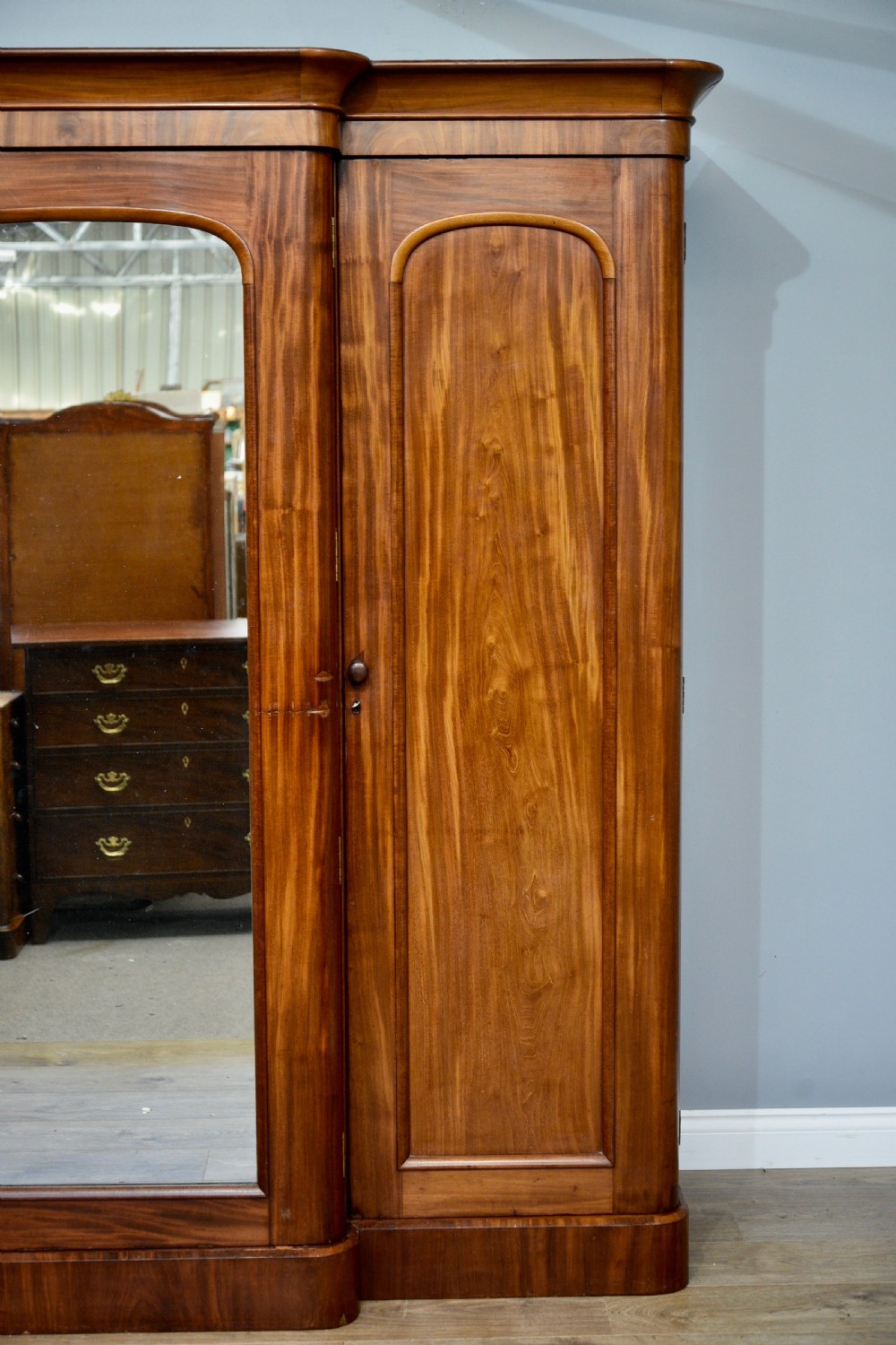 Victorian mahogany triple breakfront wardrobe  View IV