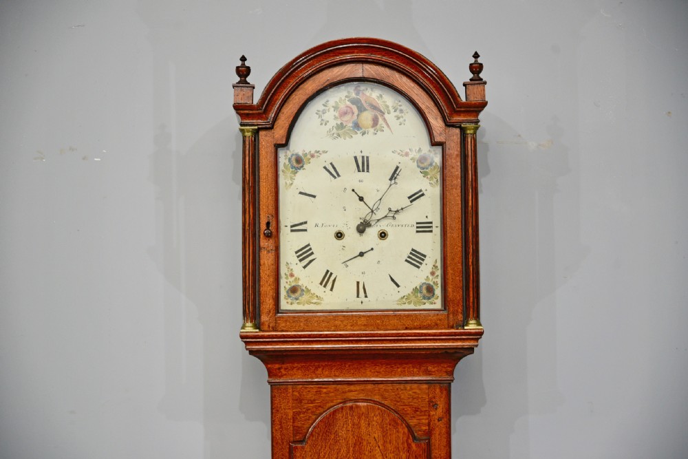 Antique oak grandfather clock R Fowle east Grinstead View II