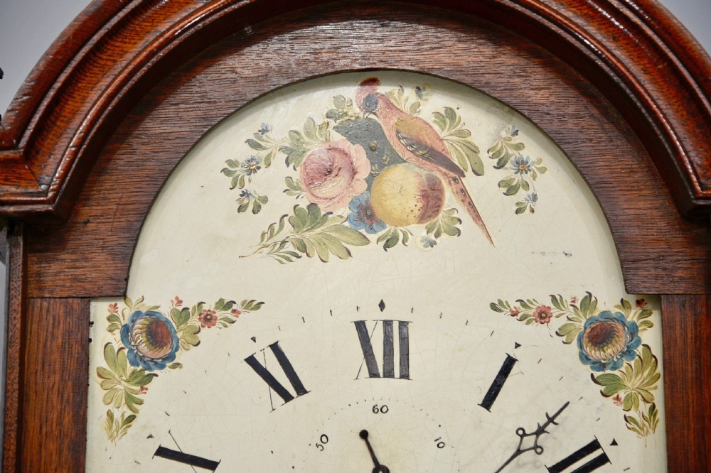 Antique oak grandfather clock R Fowle east Grinstead View III